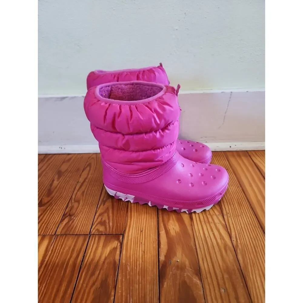 Crocs J 5 Snow Rain Boots Waterproof Hot Pink Junior Kids